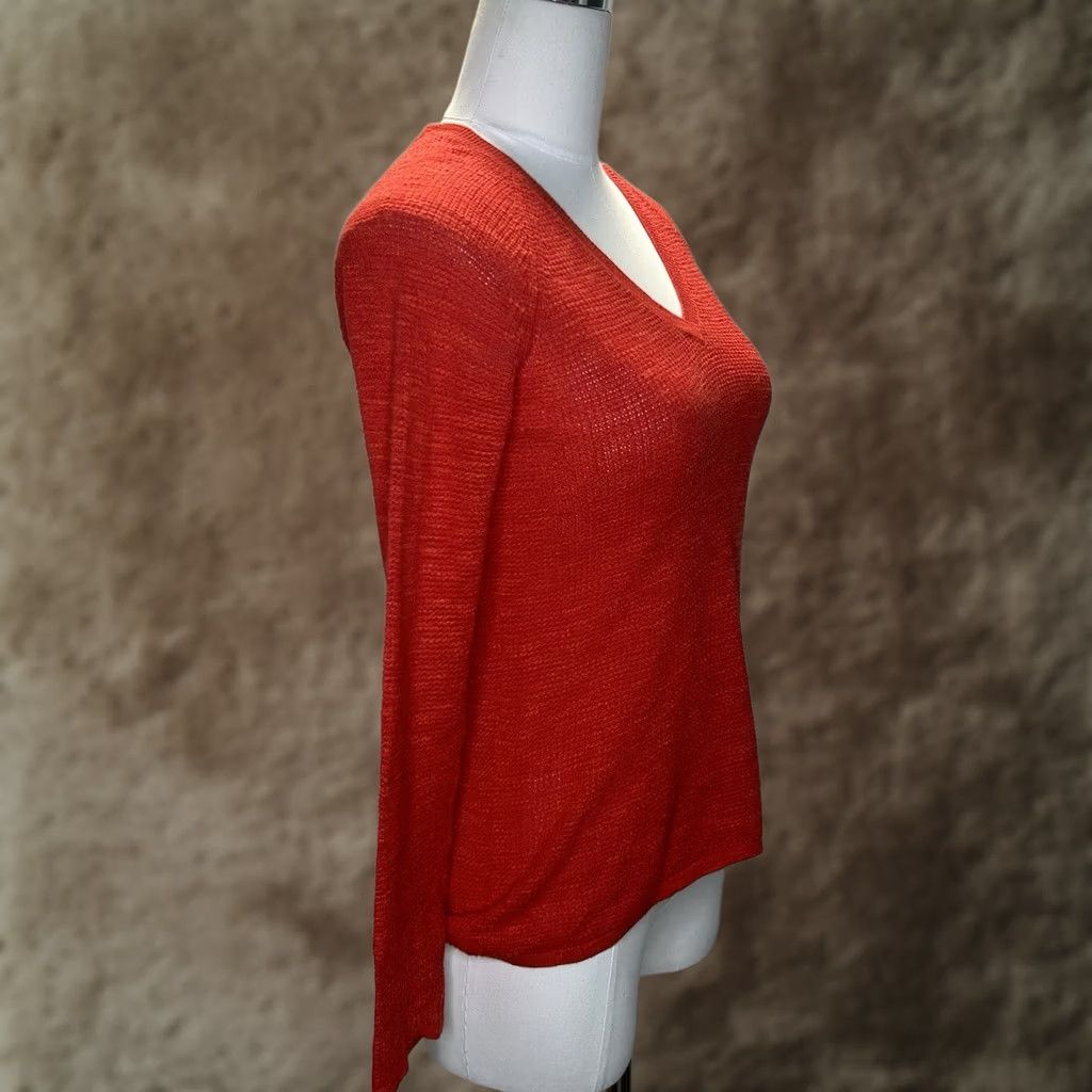 Eileen Fisher VINTAGE Eileen Fisher Cornsilk Organic Linen Cotton Waffle Knit V-Neck Sweater PP XS Size XXS / US 00 / IT 34 - 1 Thumbnail