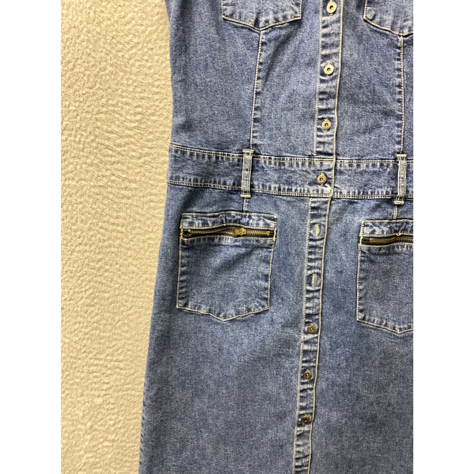 Tommy Hilfiger VINTAGE Tommy Hilfiger MINI DRESS Women's 8 BLUE Denim Stretch Sleeveless Short Zip 0457 Size M / US 6-8 / IT 42-44 - 3 Thumbnail
