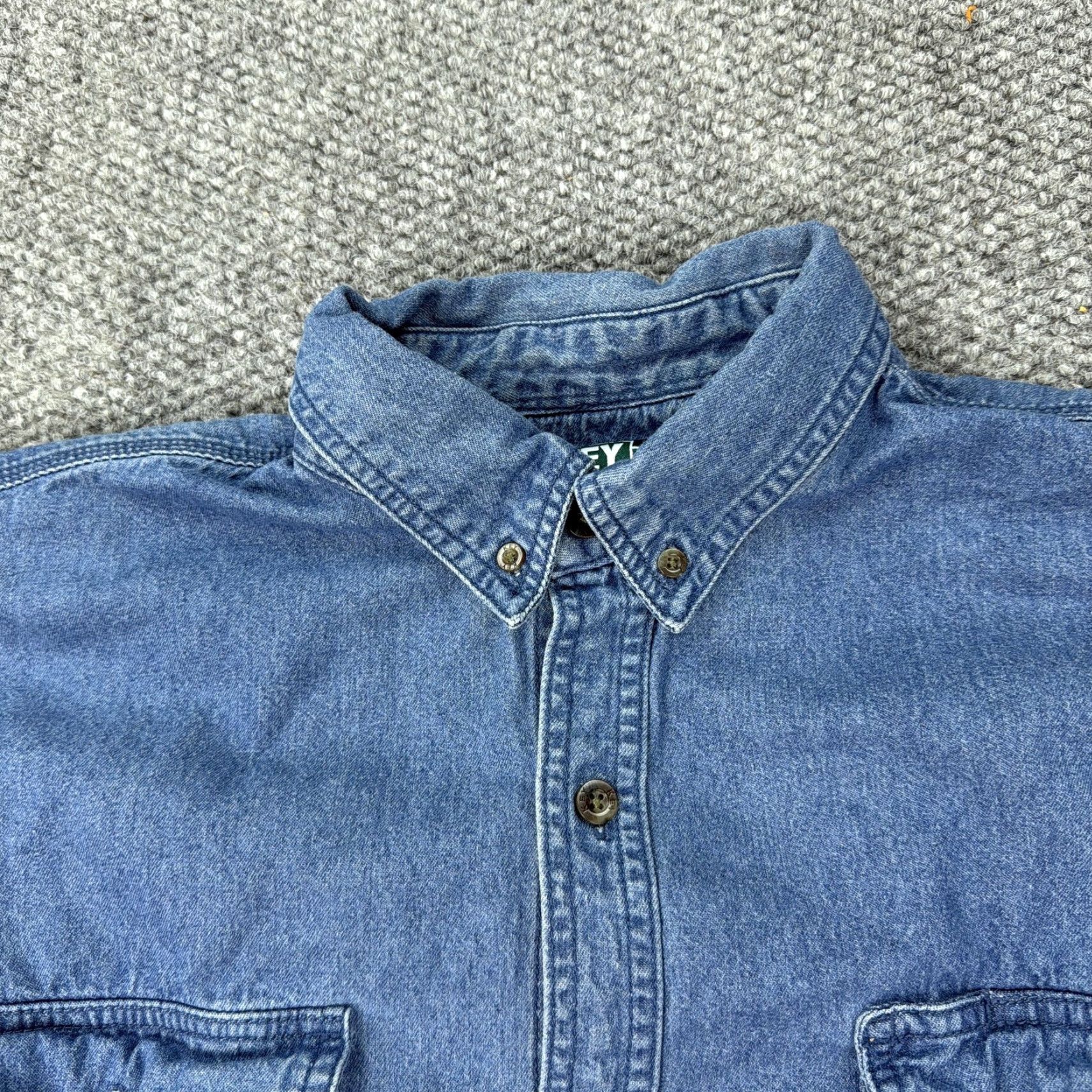 Vintage Key Denim Shirt Mens XL Blue Button-Down Long Sleeve Casual Workwear Western Cotton Pockets Solid Button-Up 90s (if applicable) Mens Size US XL / EU 56 / 4 - 2 Thumbnail