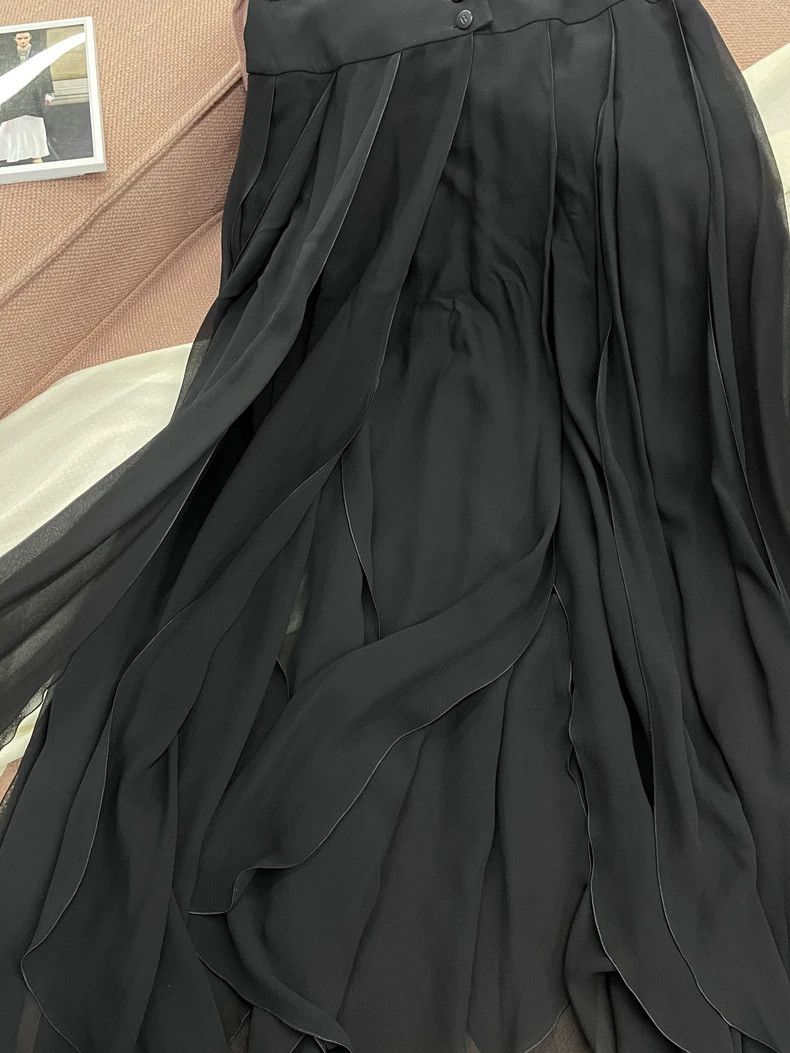 Chanel Chanel Black silk mesh skirt Size 24" / US 00 / IT 34 - 3 Thumbnail