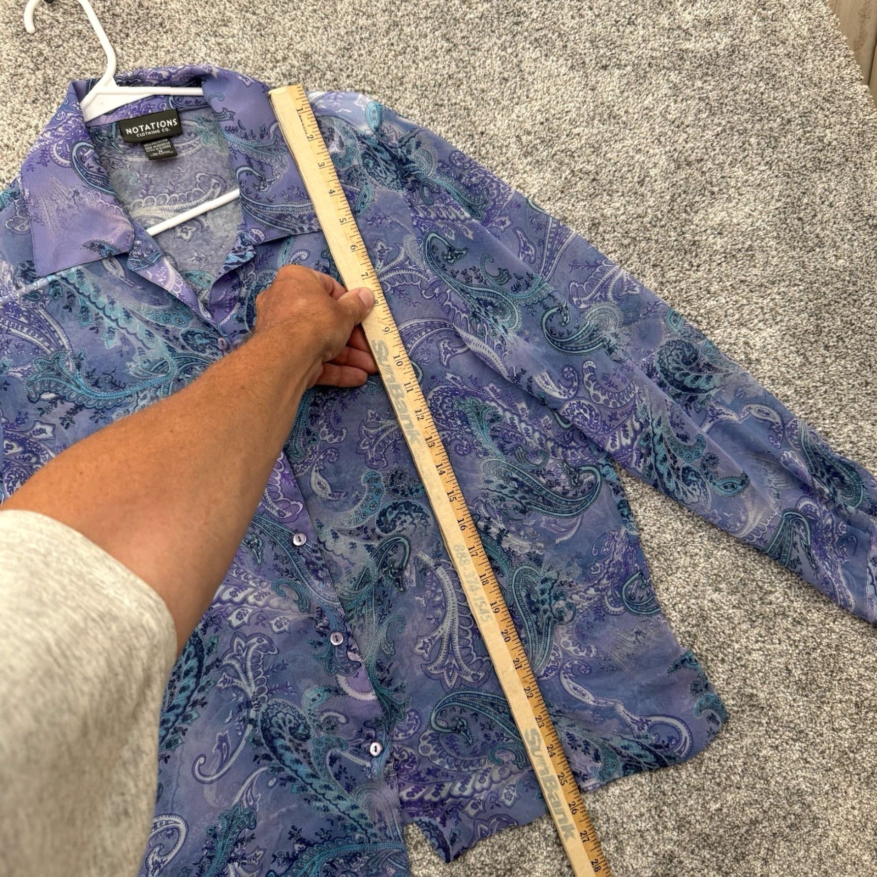 Vintage VINTAGE Notations Blouse Shirt M Purple Paisley Boho Sheer Button Up Layering Women Size M / US 6-8 / IT 42-44 - 2 Thumbnail