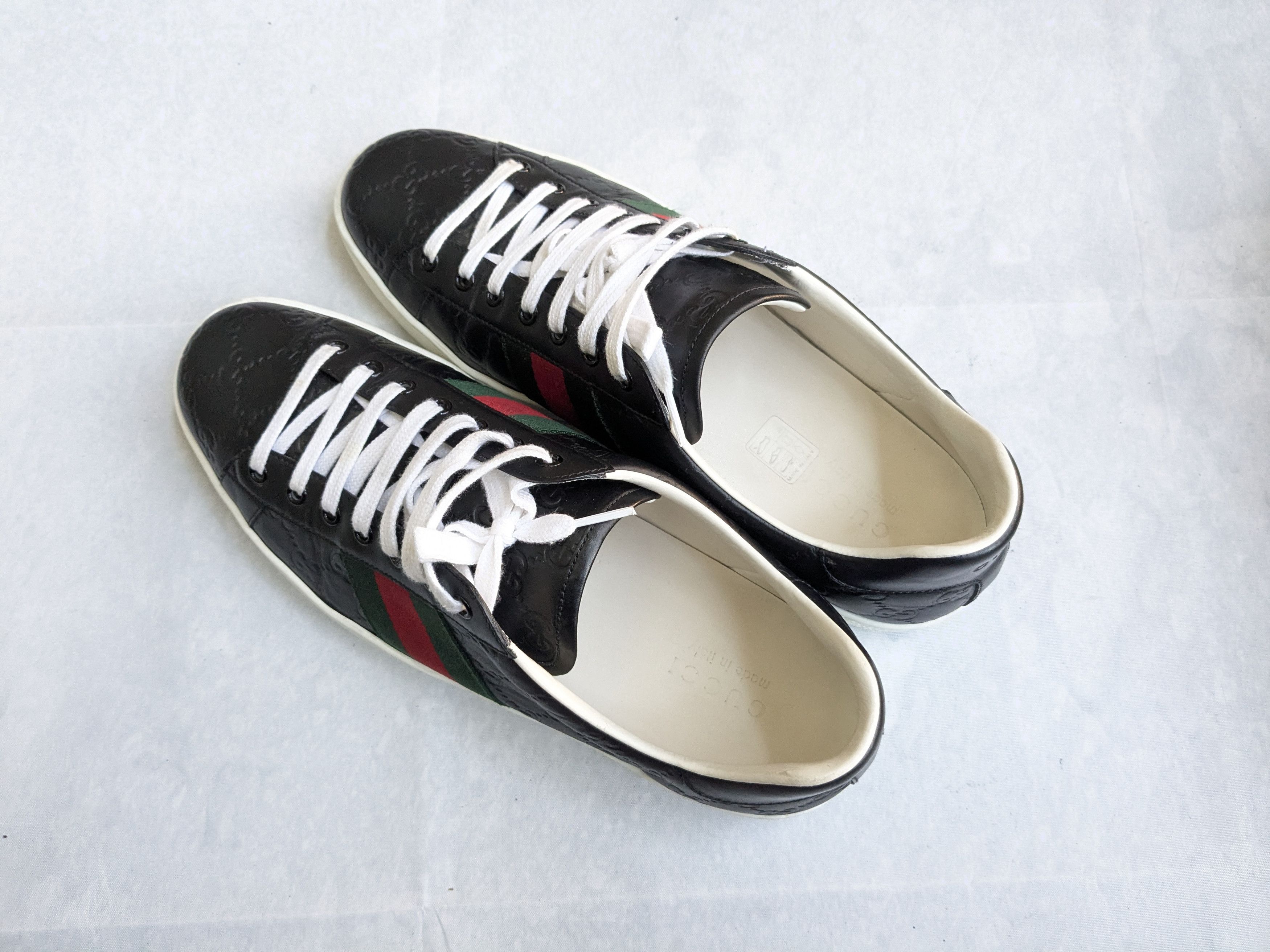 Gucci Gucci Ace Sneakers Monogram GG Logo 12.5 Black Size US 12.5 / EU 45-46 - 14 Thumbnail
