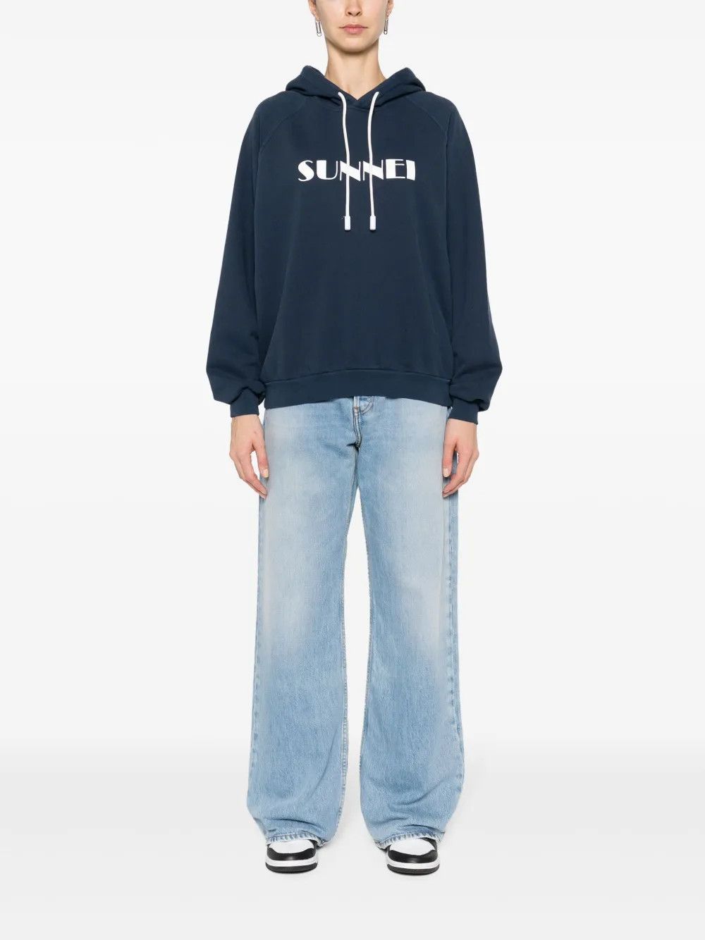 Sunnei o1mle0925 Logo Hoodie in Blue Size US XS / EU 42 / 0 - 3 Thumbnail