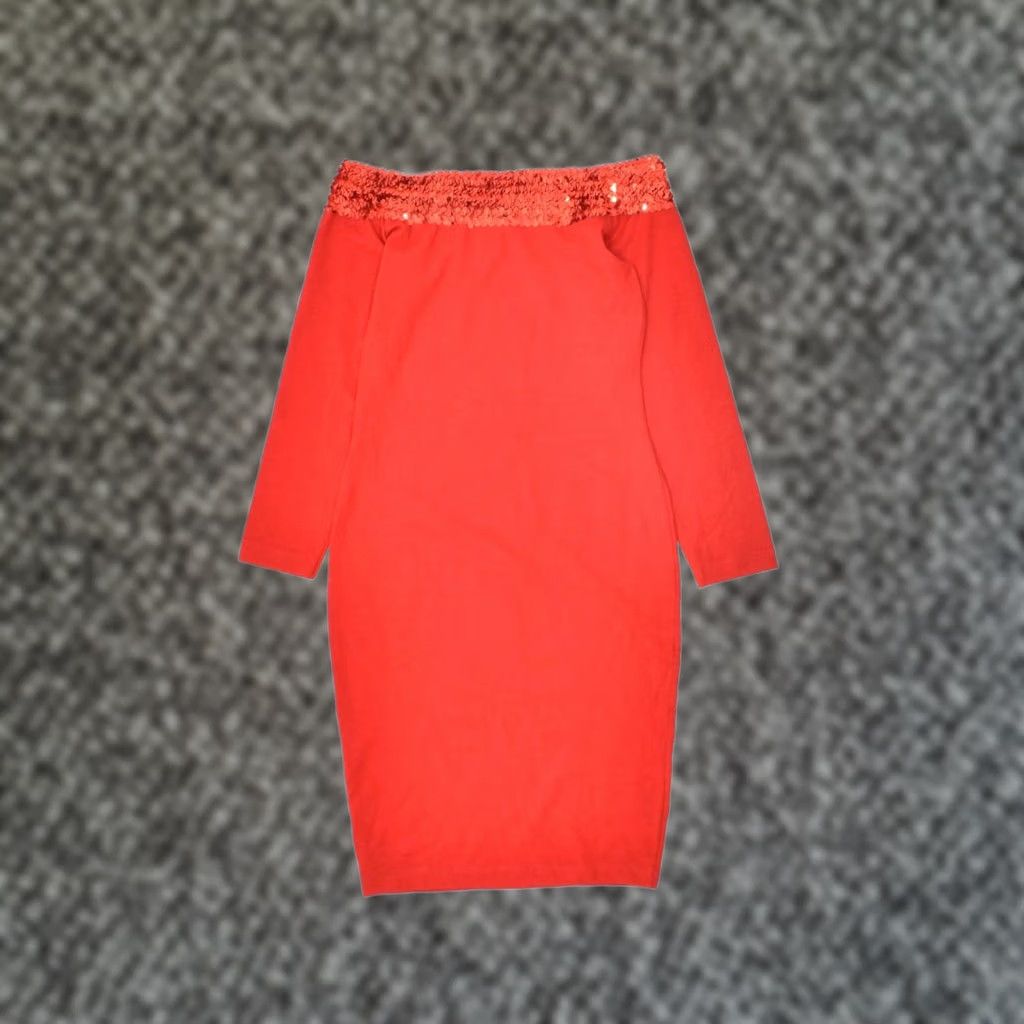 Vintage VINTAGE Womens Off Shoulder Dress Red Small UK 8 Size S / US 4 / IT 40 - 1 Thumbnail