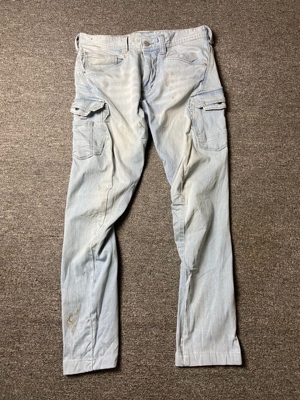 Japanese Brand Evenriver Brand Cargo Jeans with Asymmetrical Seam (175) Size US 32 / EU 48 - 1 Thumbnail