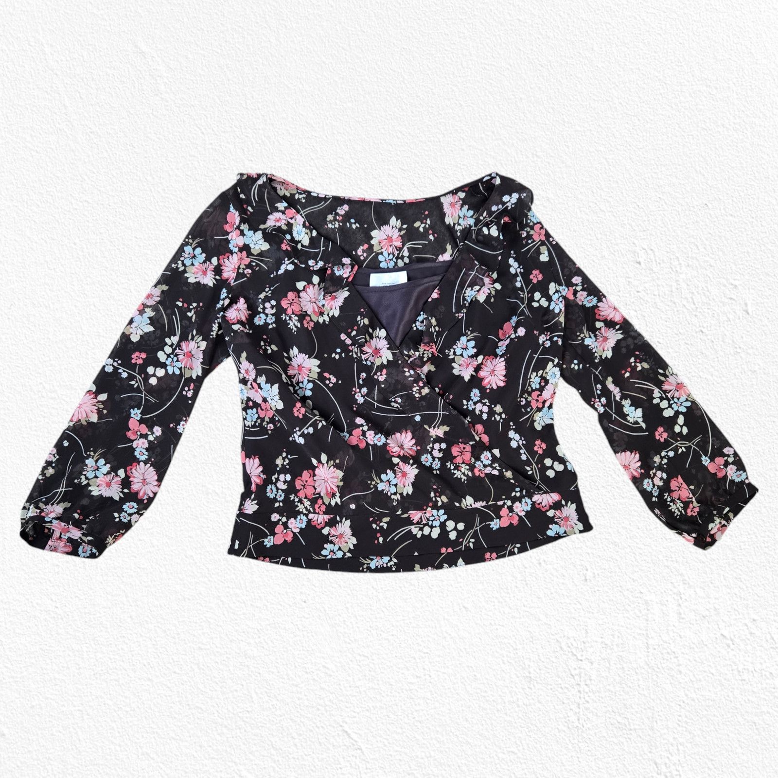 Loft LOFT Brown Floral V Neck Wrap Blouse Size 6 Size M / US 6-8 / IT 42-44 - 2 Thumbnail