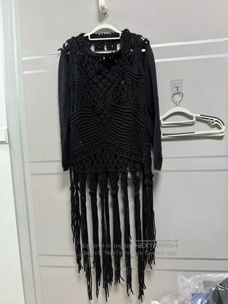 Comme des Garcons Comme Des Garcons Black Knit Openwork Wool Sweater Size S / US 4 / IT 40 - 2 Thumbnail
