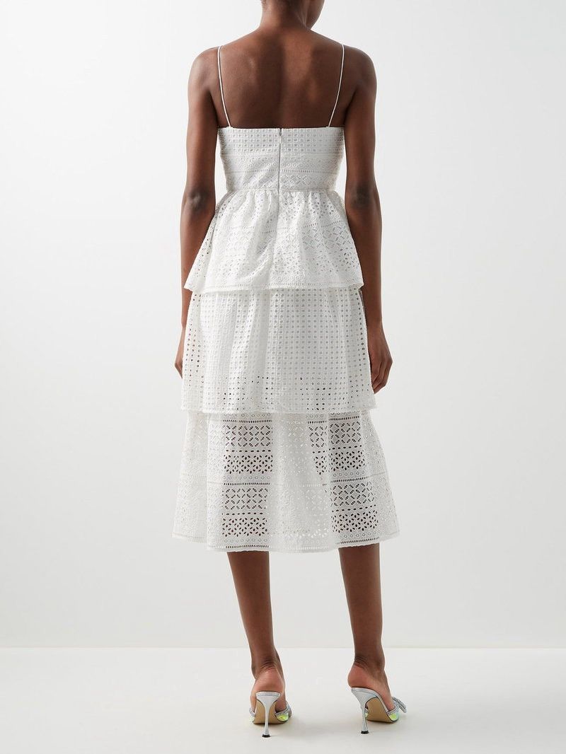 Self-Portrait SELF-PORTRAIT Tiered Broderie-Anglaise Midi Dress size 6 NWT Size M / US 6-8 / IT 42-44 - 2 Thumbnail