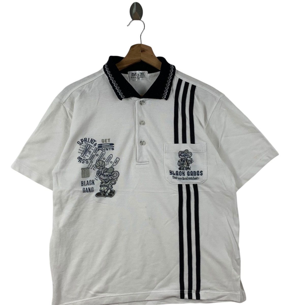 Vintage Vintage BLACK BROTHERS GANG Hip Hop Rap Polo Tee Shirt Top Size US M / EU 48-50 / 2 - 3 Thumbnail