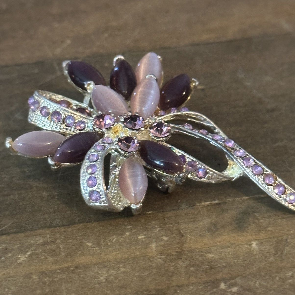 Vintage Vintage purple gemstone floral brooch Size ONE SIZE - 7 Thumbnail