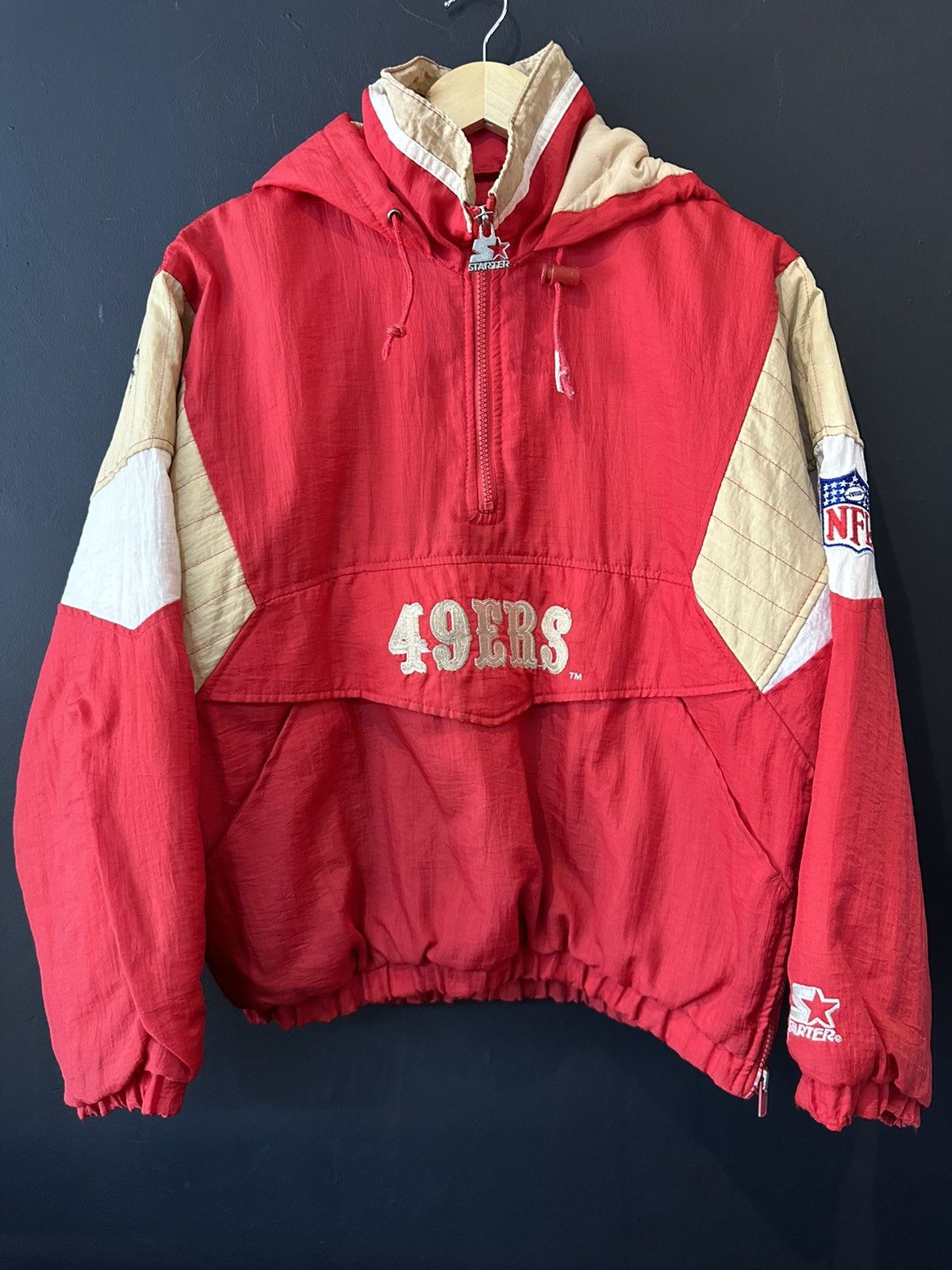 image of Nfl Starter Sf 49Ers Team Survival Jacket Big Logo in Red, Men's (Size Large)