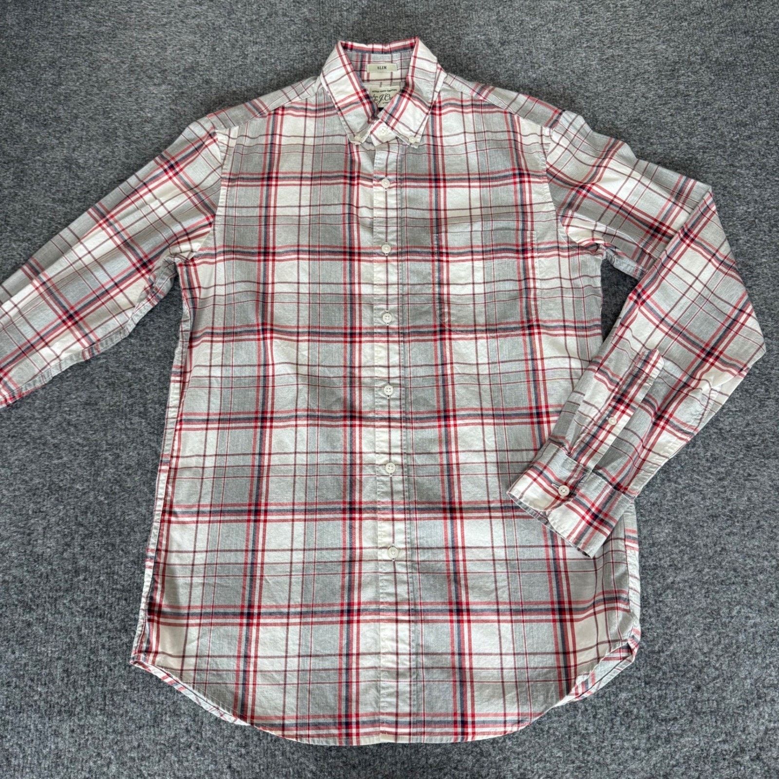 Other J.Crew Shirt Mens Small Gray Red Plaid Slim Fit Stretch Size US S / EU 44-46 / 1 - 1 Thumbnail