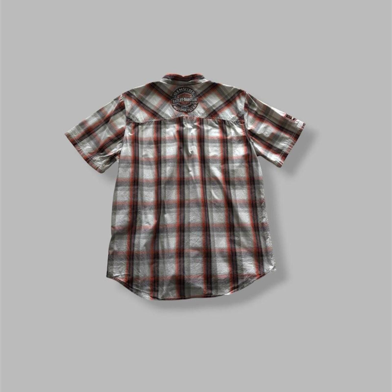 Harley Davidson Orange/Black Harley Davidson Plaid Button Up Size US L / EU 52-54 / 3 - 5 Thumbnail