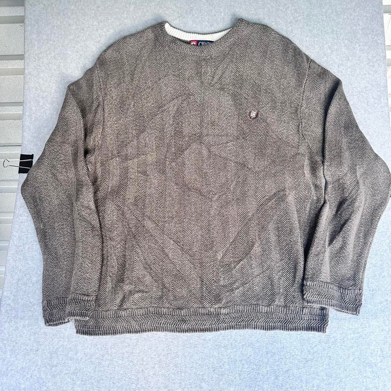 Chaps Chaps Light Gray Tight Knit Grandpa Pullover Sweater XL Size US XL / EU 56 / 4 - 1 Thumbnail