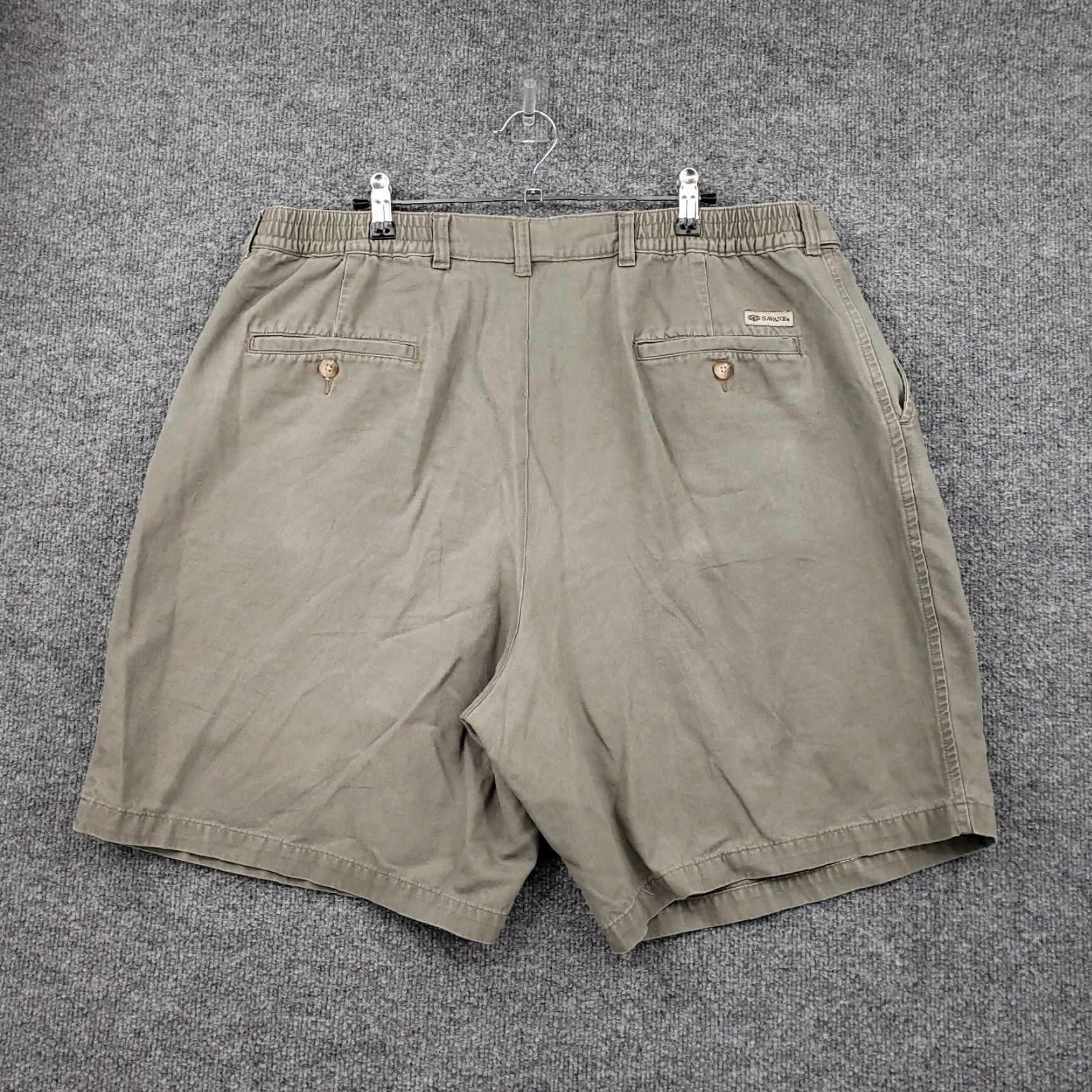 Savane Savane Mens Gray Chino Shorts 40 Mid-Rise 8" Pleated Front Casual Outdoor Vintage? (No) Size US 40 / EU 56 - 2 Thumbnail