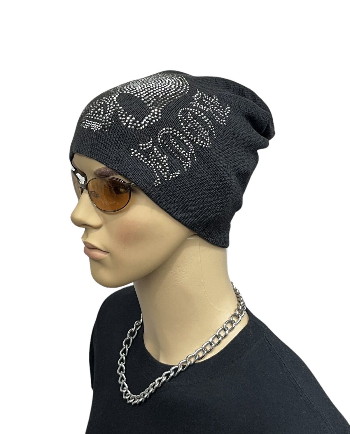 Seditionaries 💀Vintage XFRM BLACK ROCK Punk Sparkling Skull Beanie Size ONE SIZE - 3 Thumbnail