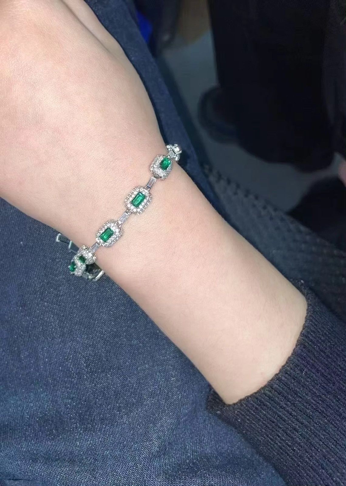 Japanese Brand × Jewelry Inlaid White Green Zirconia Bracelet Size ONE SIZE - 6 Thumbnail