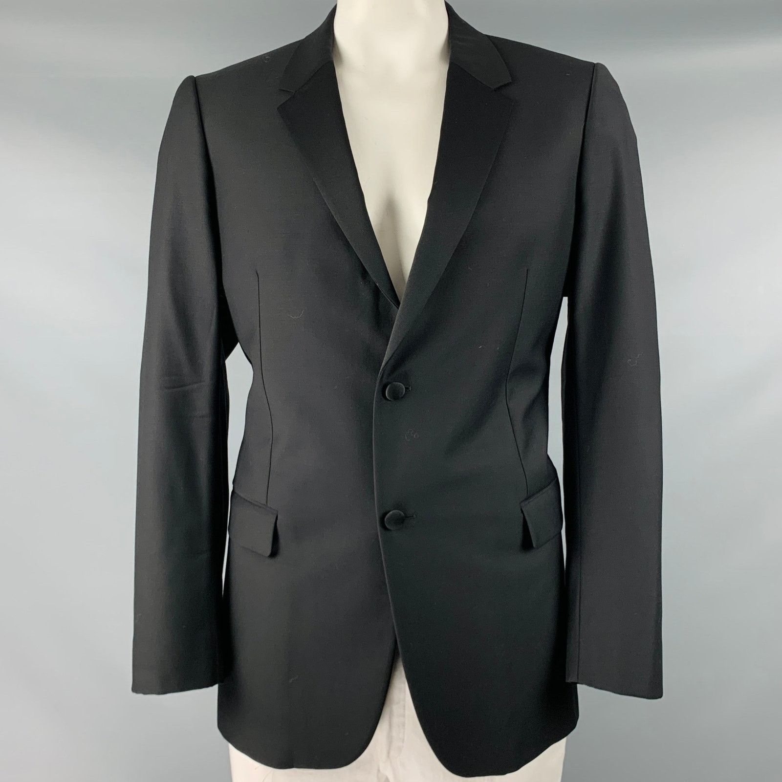 Calvin Klein CALVIN KLEIN COLLECTION Black Wool Notch Lapel Sport Coat Size 44R - 1 Thumbnail