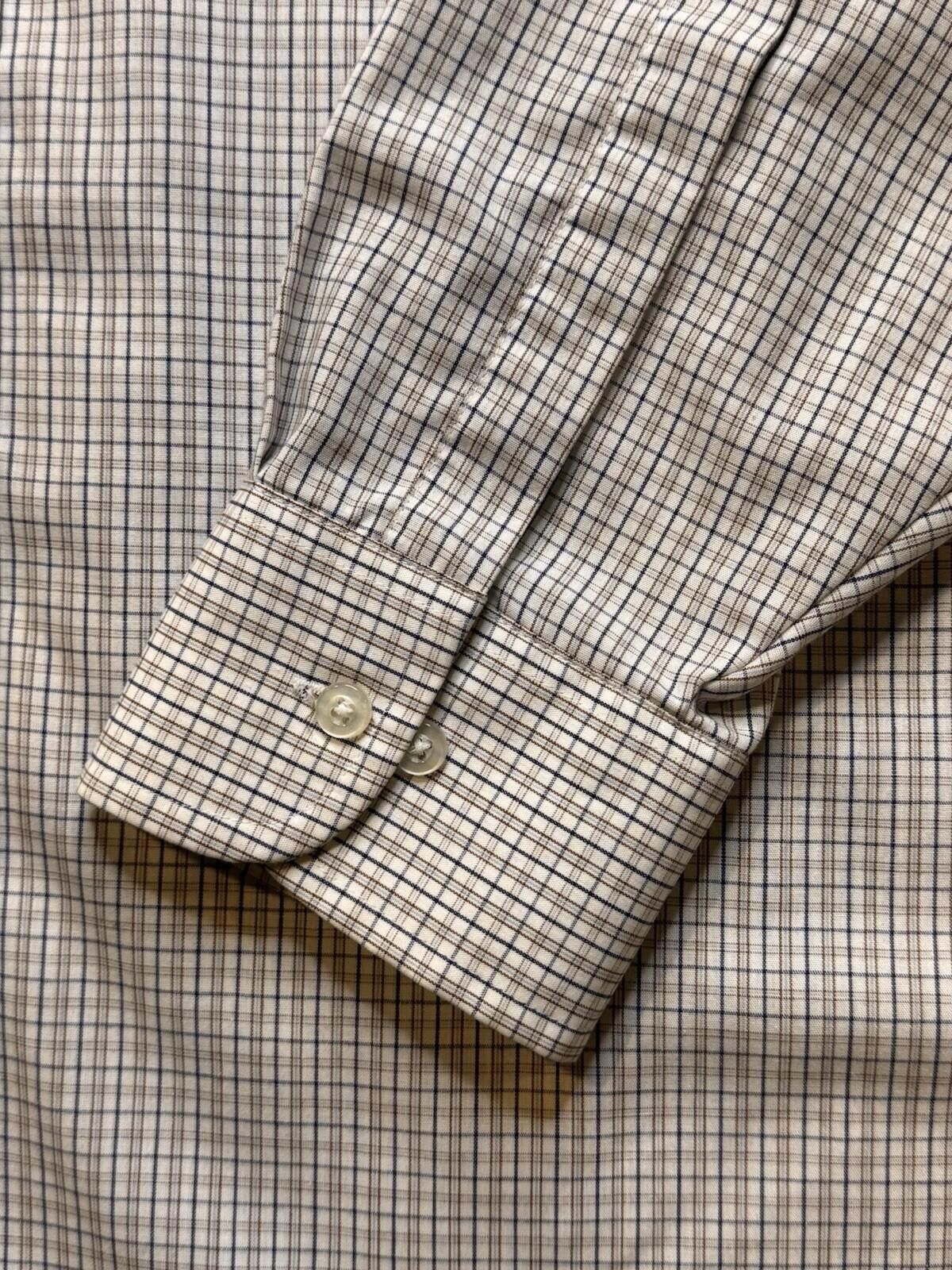 Van Heusen Van Heusen Men's 17.5, 36/37 Tan Plaid Button Down [734] Size 44R - 5 Thumbnail