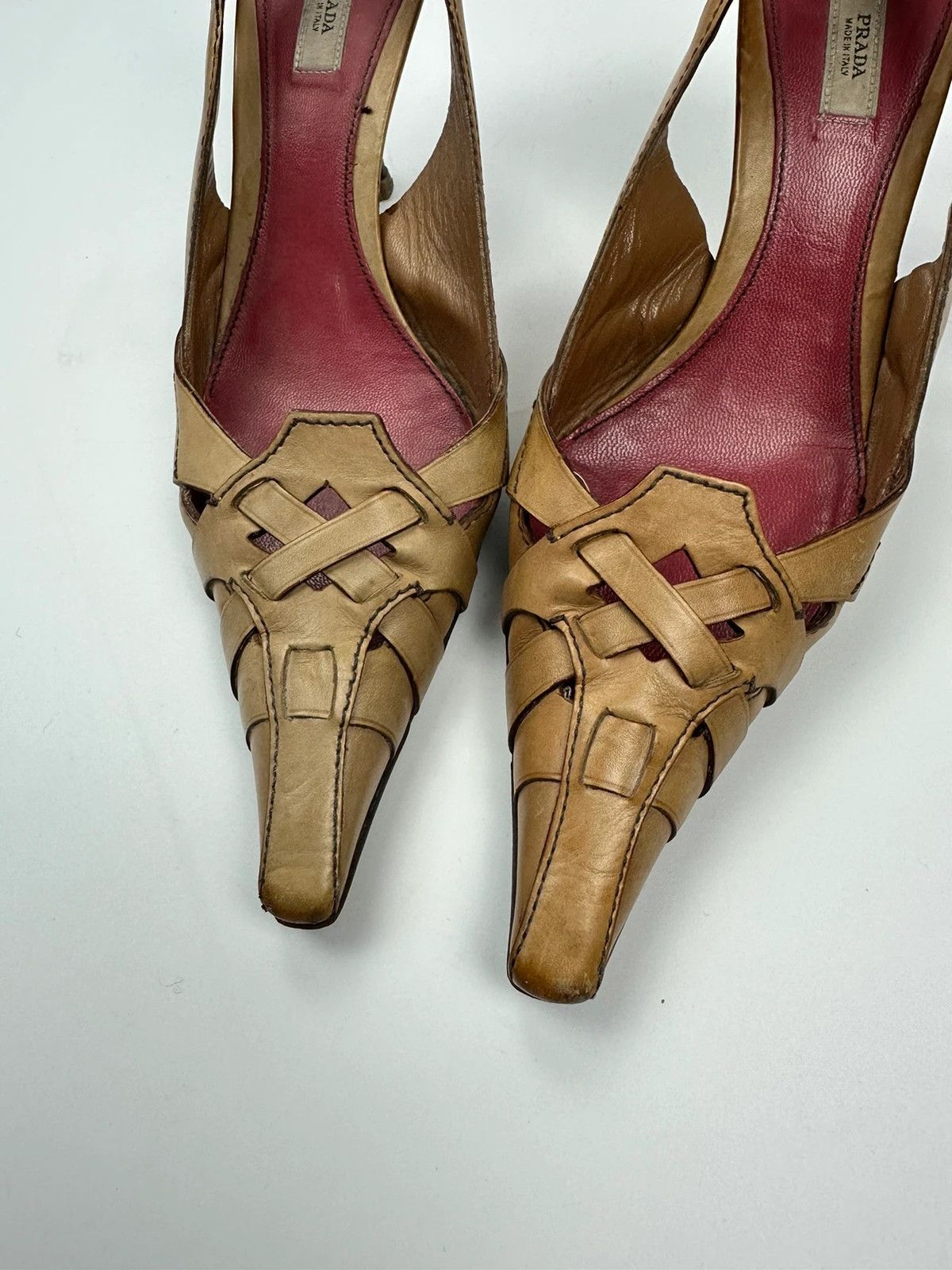 Prada Prada Milano Beige Leather Pumps Heels Pointy Toe Size US 6 / IT 36 - 8 Thumbnail