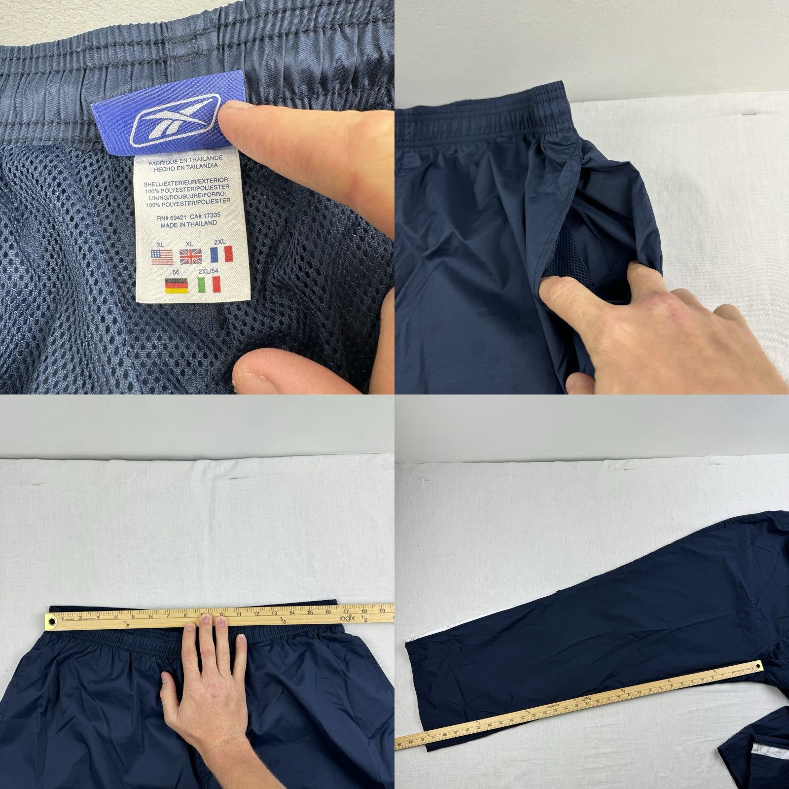 Reebok VINTAGE Reebok Track Pants Men XL Blue Sports Grunge Drawstring Baggy Size US 36 / EU 52 - 8 Thumbnail