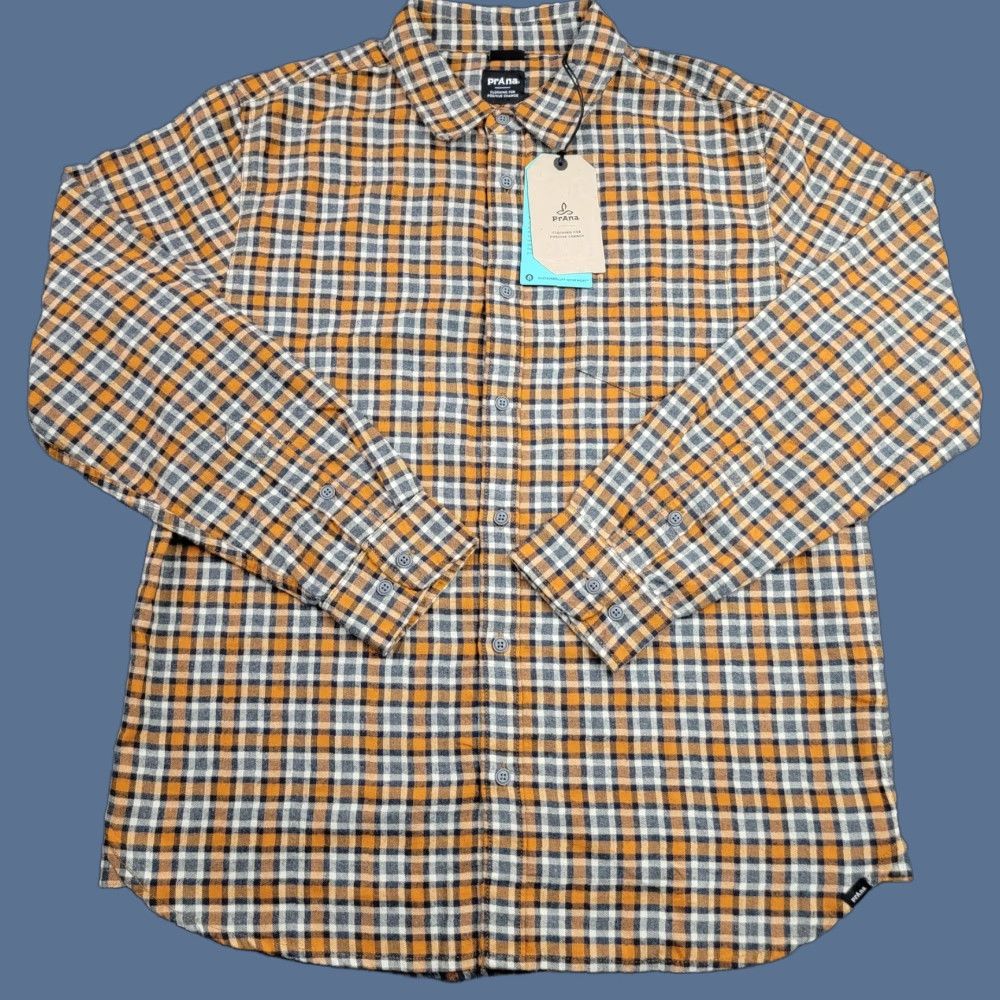Prana prAna Los Feliz Flannel Shirt Mens Medium Pecan Pie Plaid Organic Cotton NWT Size US M / EU 48-50 / 2 - 1 Thumbnail