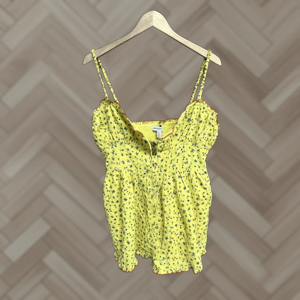 Urban Outfitters Urban Outfitters Womens Yellow Floral Pattern Sleeveless Blouse NWT Size L Size L / US 10 / IT 46 - 1 Thumbnail
