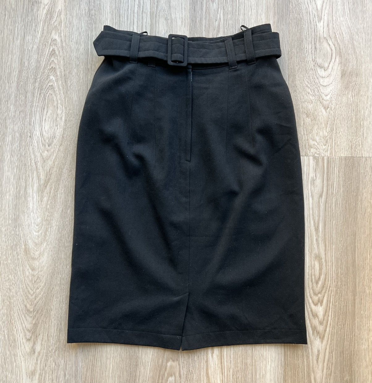 Jil Sander × Vintage Vintage Jil Sander + Black Wool Midi Skirt With Belt Size 26" / US 2 / IT 38 - 1 Thumbnail
