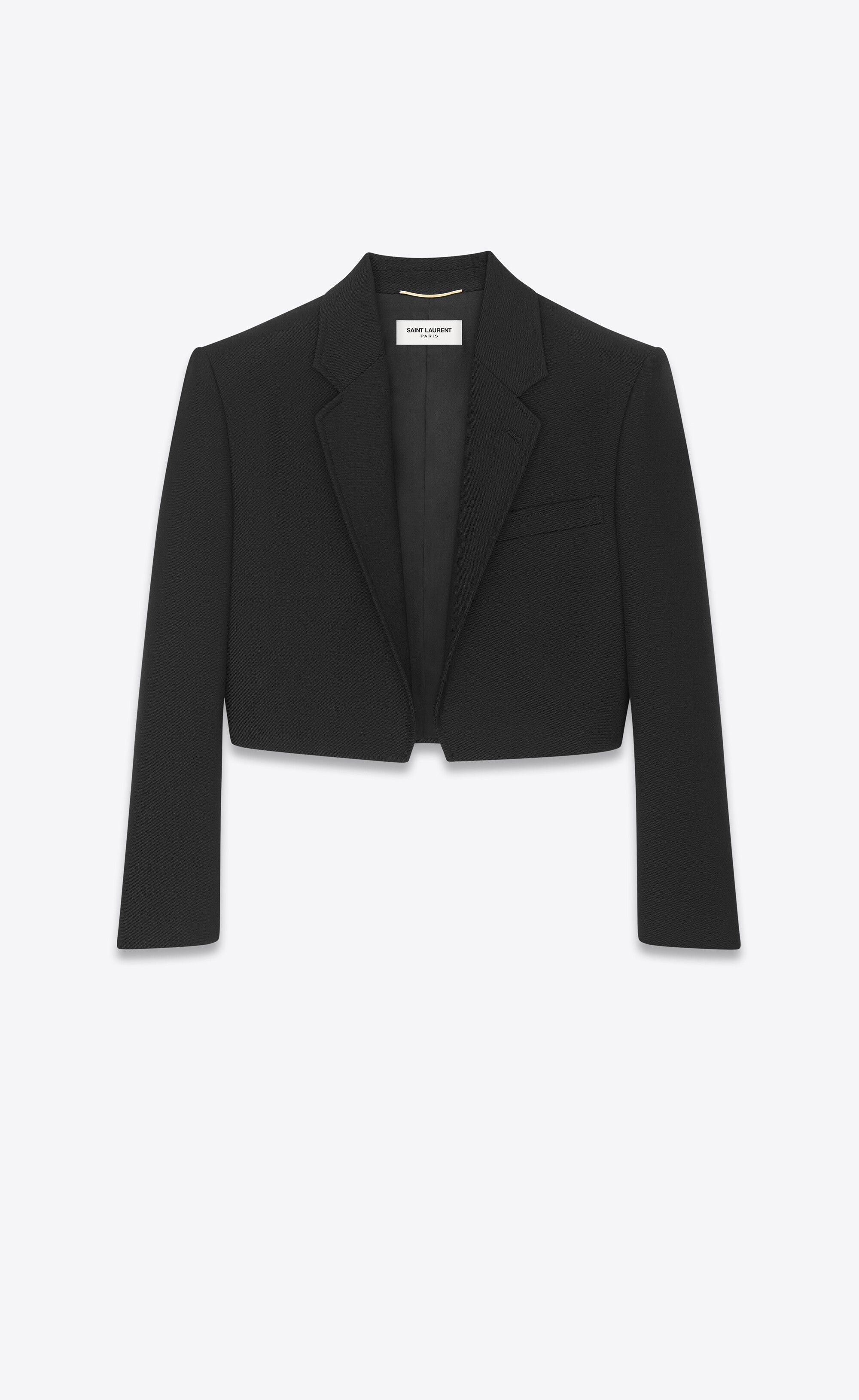 Saint Laurent Paris open cropped jacket in wool gabardine Size XS / US 0-2 / IT 36-38 - 1 Preview