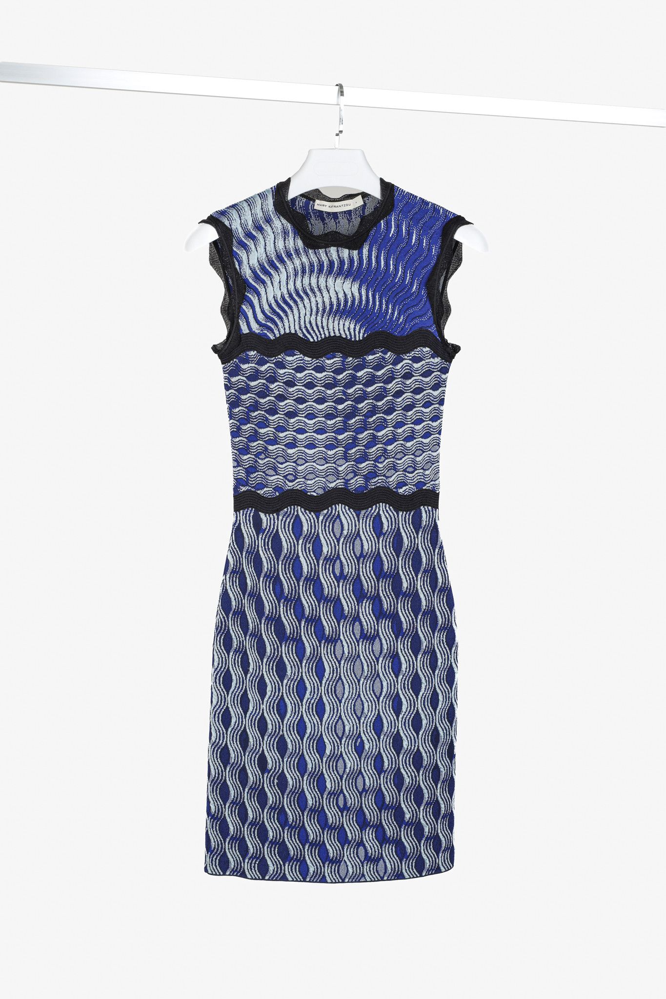 Mary Katrantzou Mary Katrantzou Swisher Blue Wavy Print Knit Dress Size S / US 4 / IT 40 - 1 Thumbnail