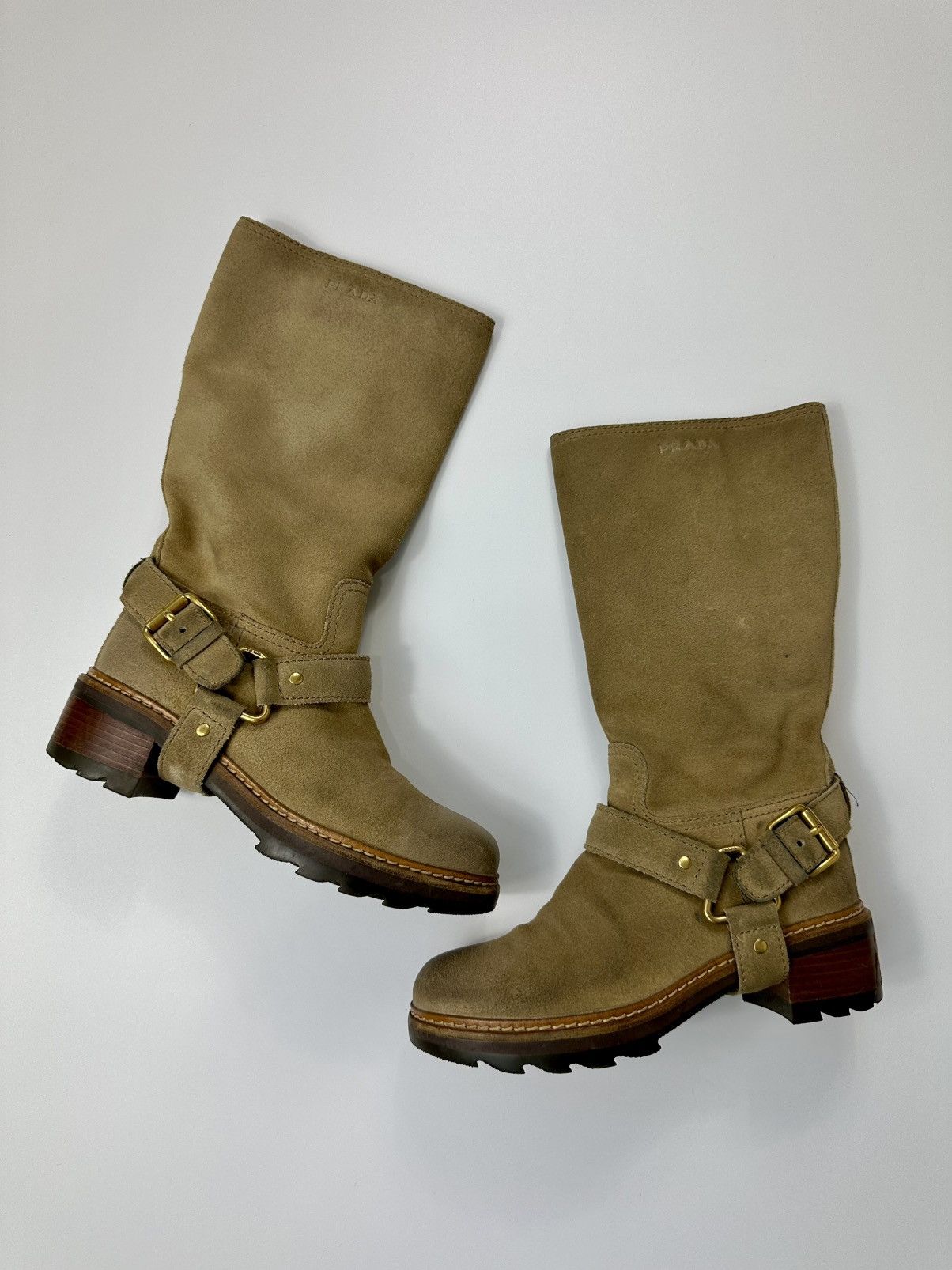 Prada Vintage Prada Suede Leather Boots 6 US Size Beige Size US 6 / IT 36 - 1 Thumbnail