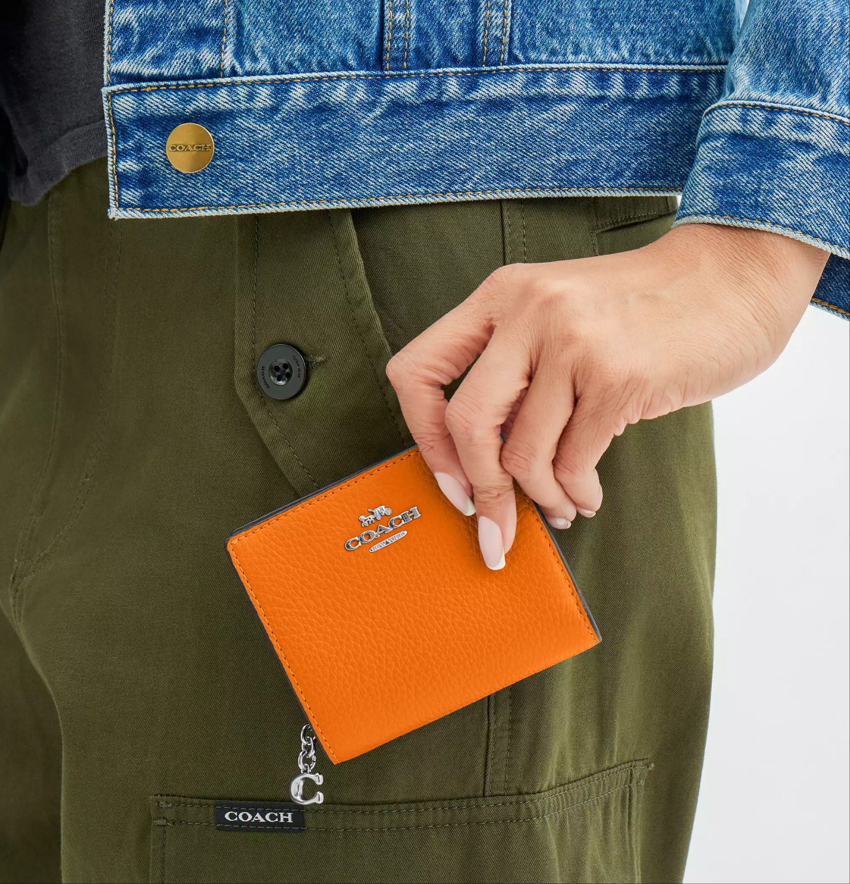 Coach Snap Wallet Bright Mandarin C2862 Size ONE SIZE - 6 Thumbnail