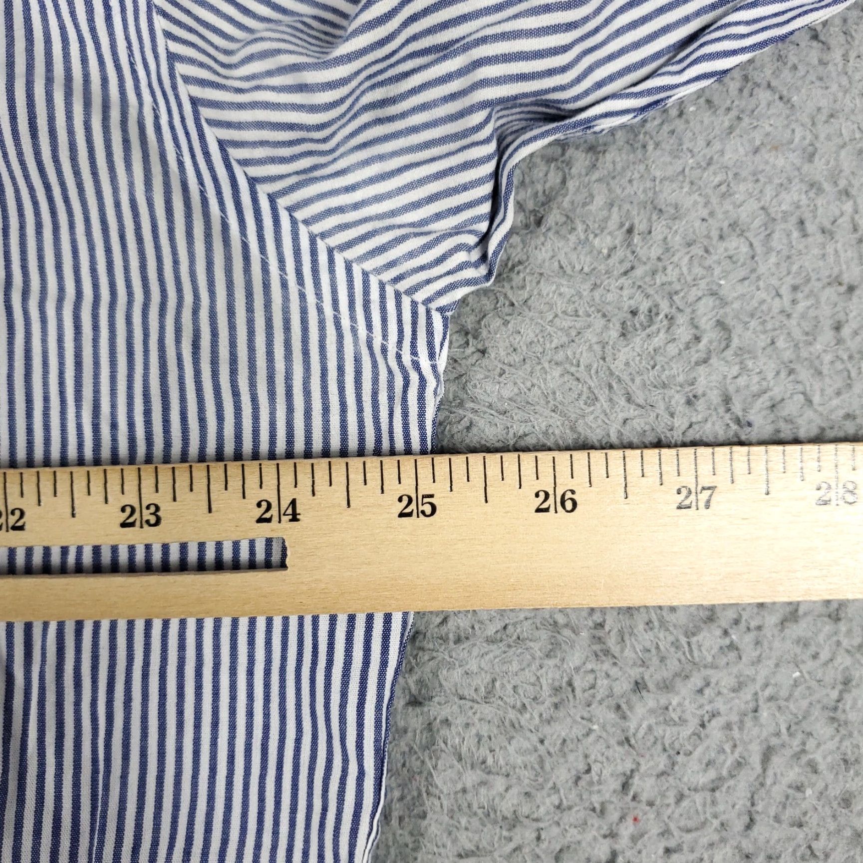 Nautica Nautica Blue White Striped Dress Shirt Mens Regular Size 16.5 Long Sleeve Button Up Classic Size 42R - 7 Thumbnail