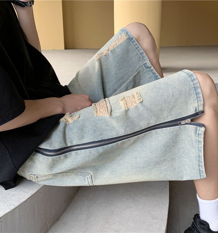 Japanese Brand × Jean Retro loose side zippered denim shorts Size US 32 / EU 48 - 2 Thumbnail