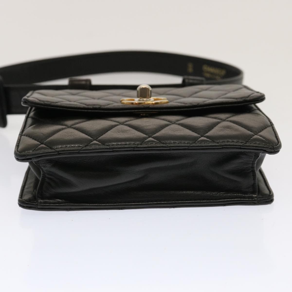 Chanel CHANEL Matelasse Turn Lock Waist Bag Lamb Skin Black CC Size ONE SIZE - 5 Thumbnail