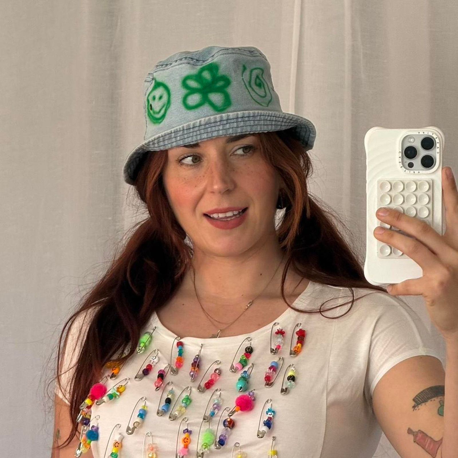 Other Y2k airbrushed denim bucket hat Size ONE SIZE - 2 Thumbnail