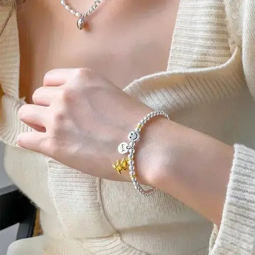 Other Elastic Silver Color Lucky Bear Pendant Bracelet Size ONE SIZE - 4 Thumbnail