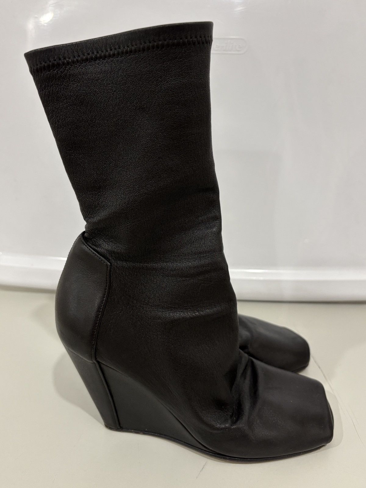 Rick Owens Rick Owens Black Open Toe Sock Wedge Boots Size US 7 / IT 37 - 3 Thumbnail