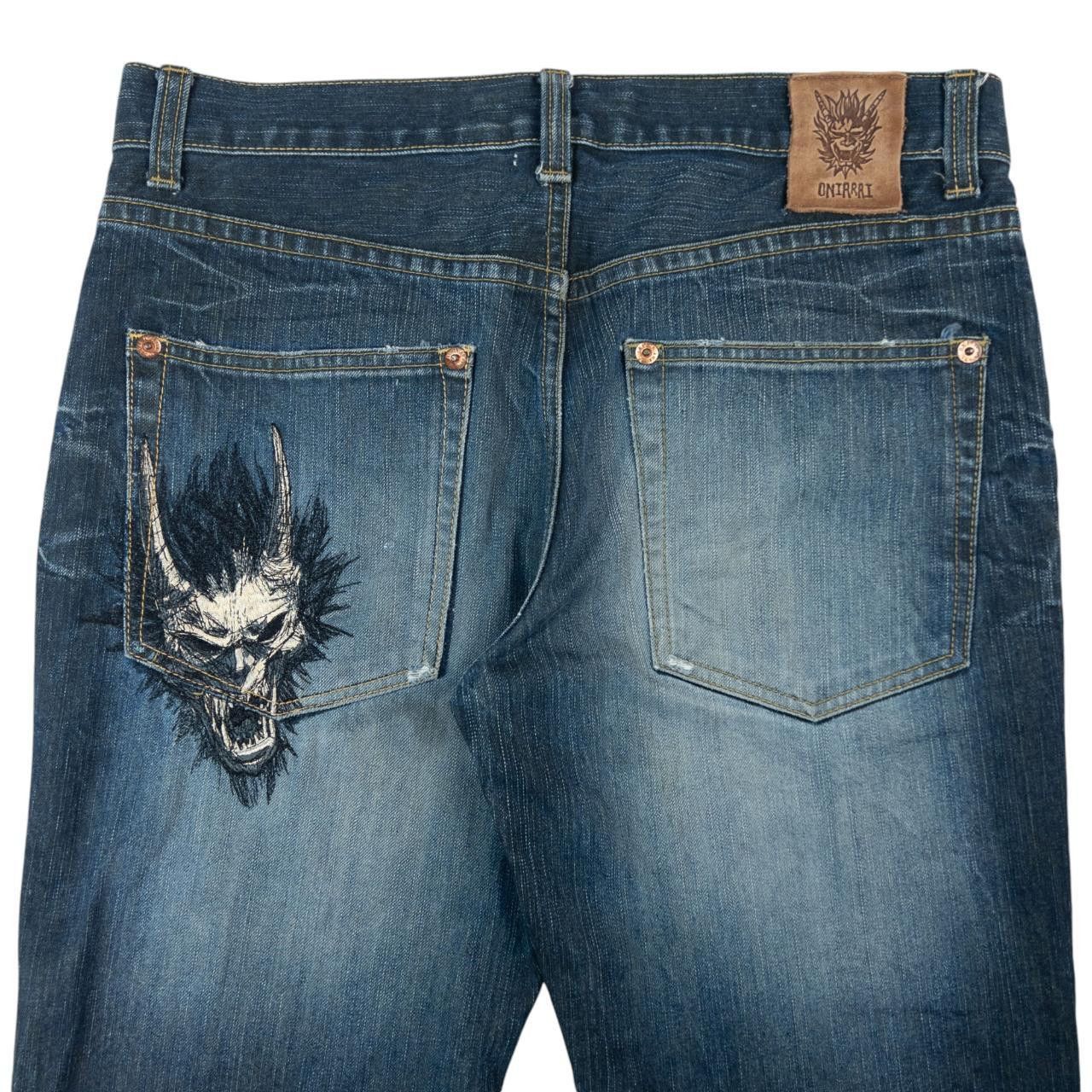 Other Vintage Oniarai Japanese Embroidered Denim Jeans Size W35 Size US 35 - 1 Thumbnail