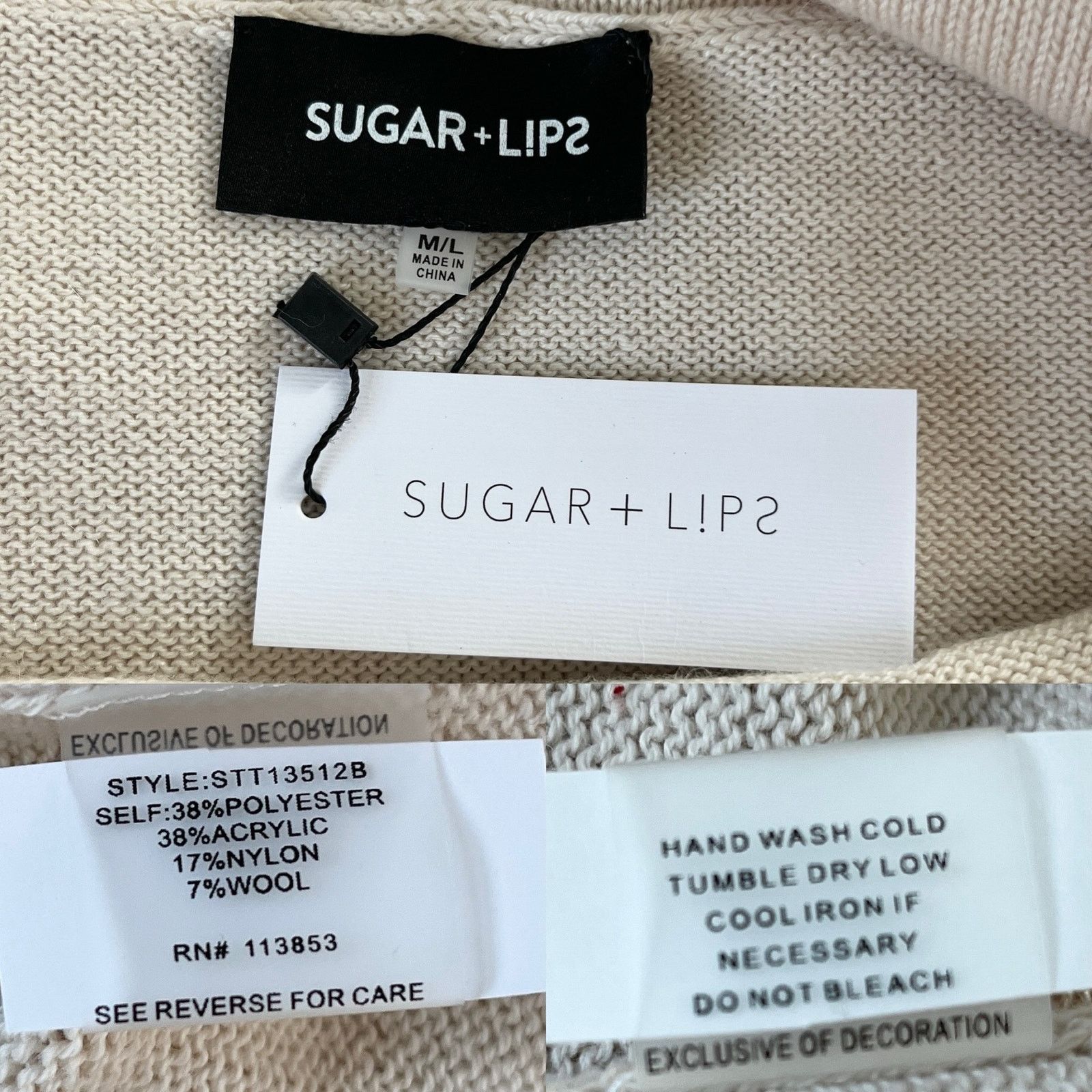 Other Sugarlips Sweater Off Shoulder M/L Cream Long Sleeve New Size L / US 10 / IT 46 - 7 Thumbnail