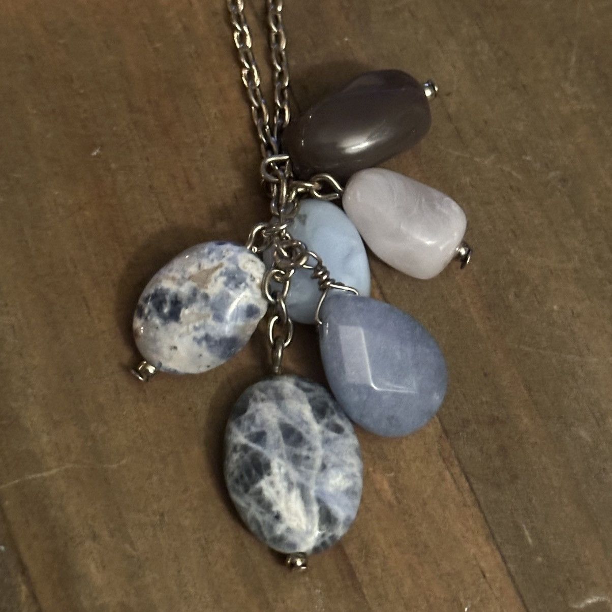 Loft Vintage Loft long silver tone cluster stone necklace Size ONE SIZE - 3 Thumbnail
