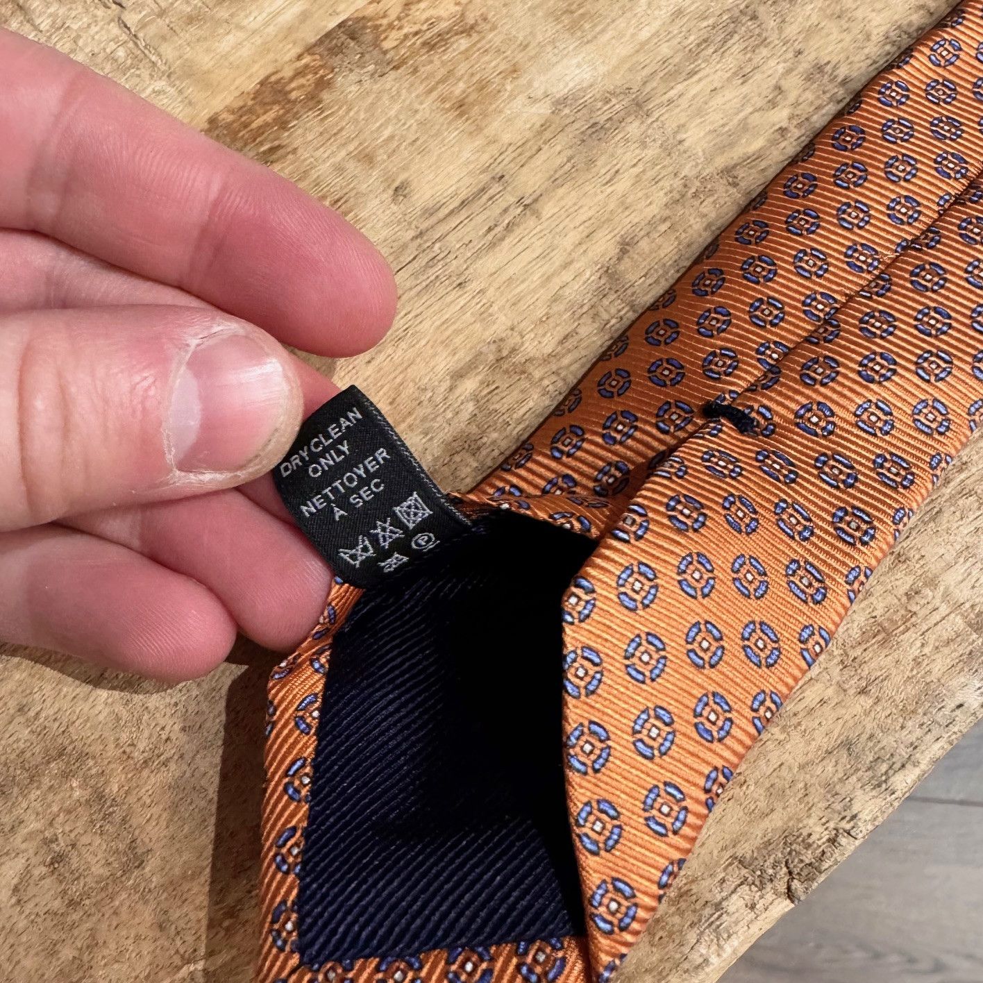 Ermenegildo Zegna Ermenegildo Zegna Orange Geometric Silk Tie Size ONE SIZE - 6 Thumbnail