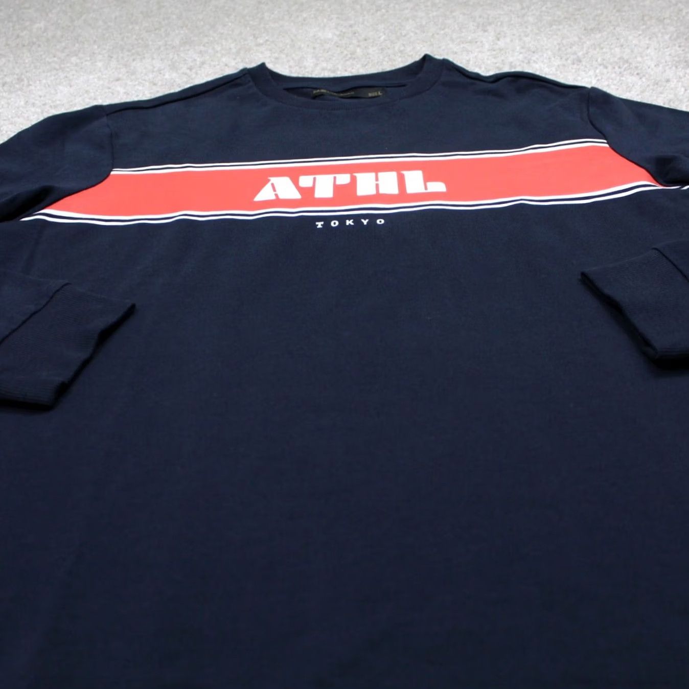 Vintage Piazza Italia Mens Large Blue/Orange 100% Cotton Long Sleeve Crew Neck Shirt Size US L / EU 52-54 / 3 - 6 Thumbnail