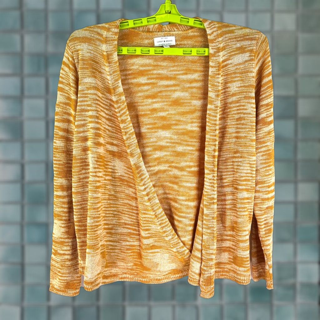 Lucky Brand Lucky Brand Cardigan Women M Yellow Open Knit Boho Bohemian Casual Sweater Size M / US 6-8 / IT 42-44 - 1 Thumbnail