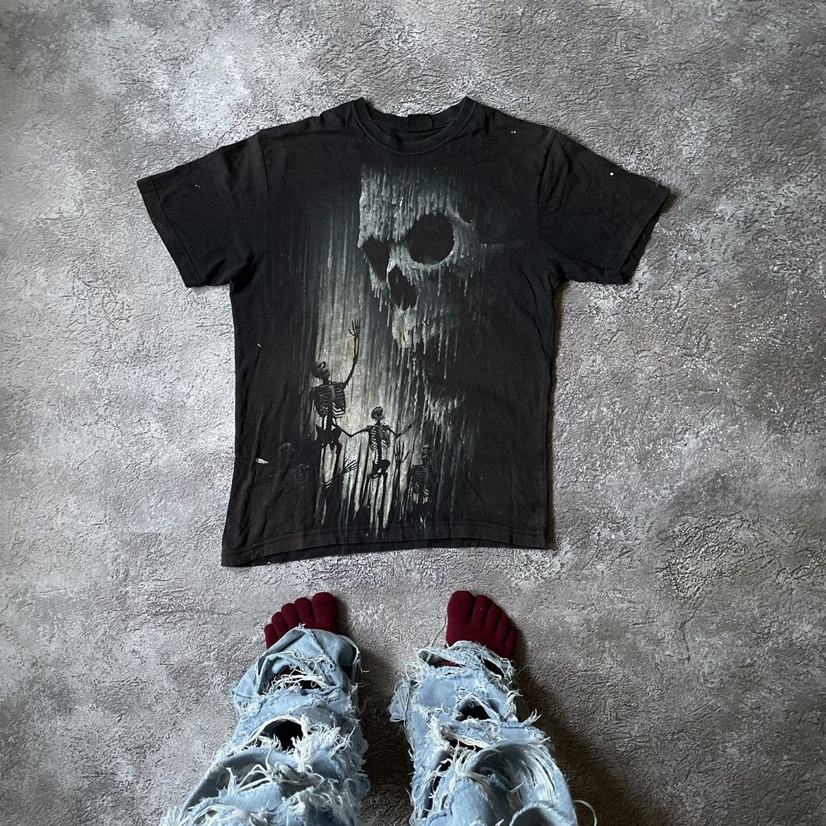 Vintage Vintage 00s Skeleton Graphic Tee Grunge Dark Horror Streetwe Size US M / EU 48-50 / 2 - 1 Thumbnail