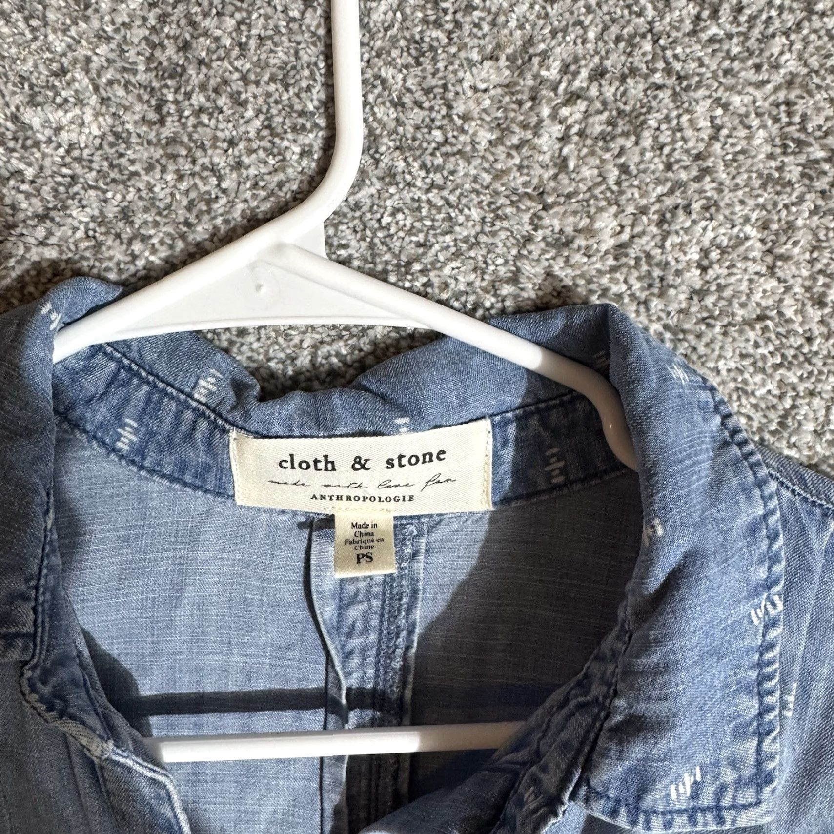 Vintage Cloth & Stone Chambray Shirt Womens Petite Small Boho High Low Button Front Blue Size S / US 4 / IT 40 - 4 Thumbnail