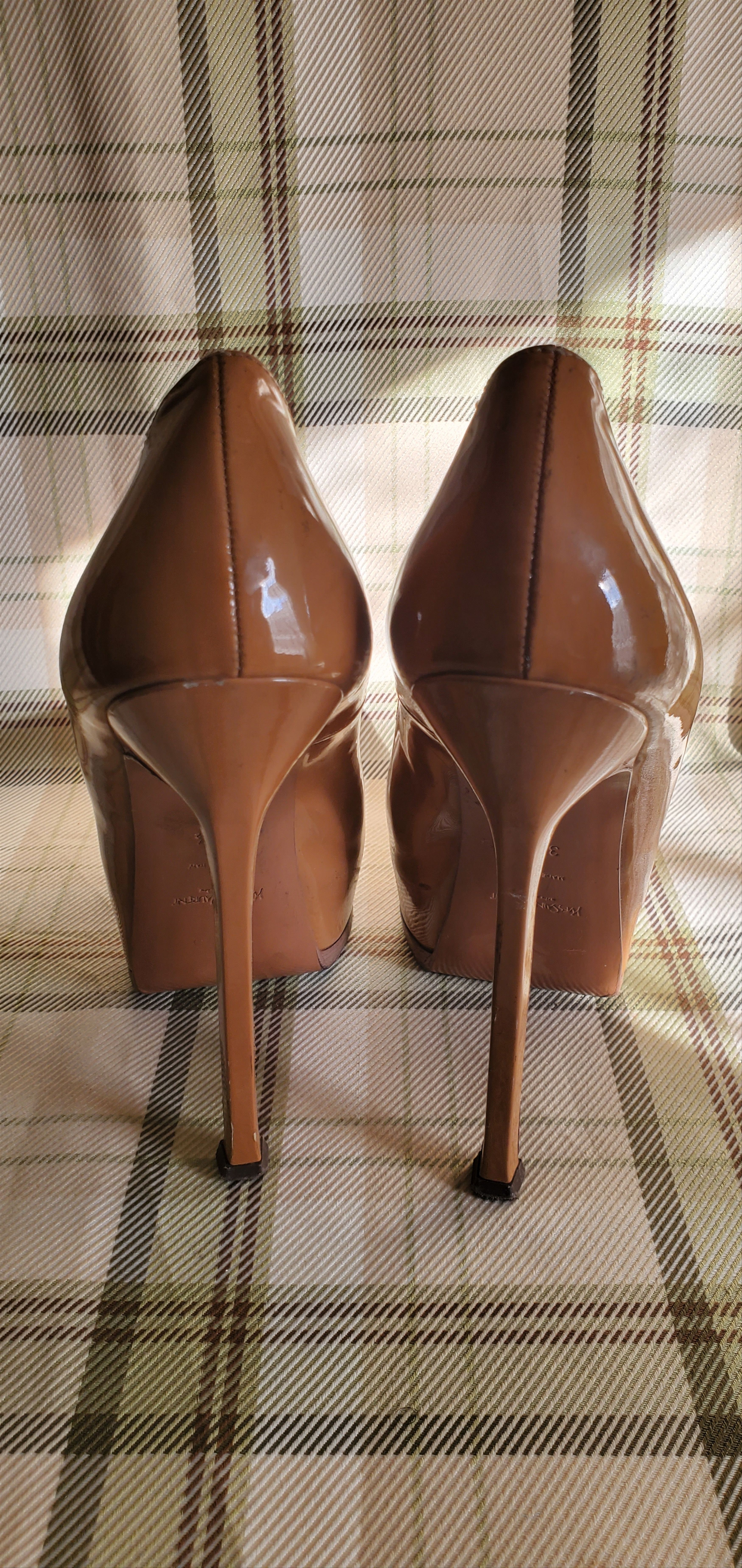 Yves Saint Laurent YSL Patent Leather Heel Platform Shoes Size US 7.5 / IT 37.5 - 4 Thumbnail