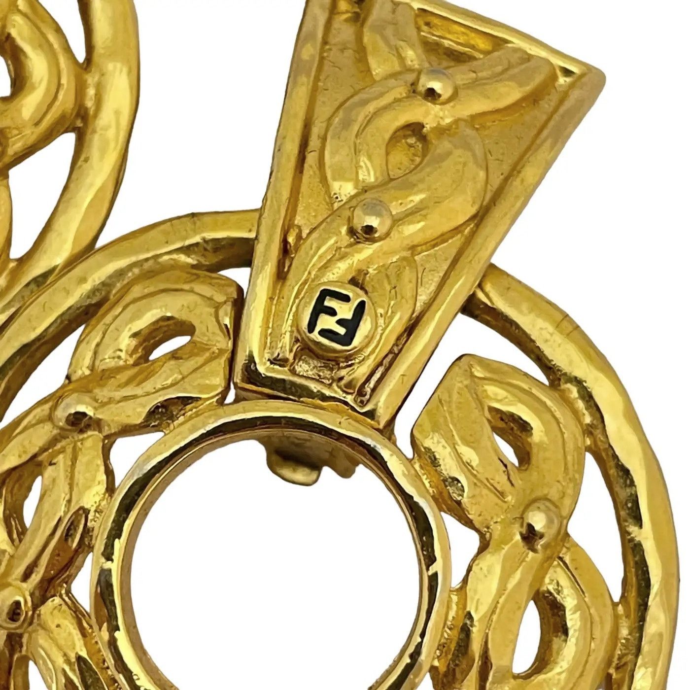 Fendi FENDI Gold Plated Designer Runway Door Knocker Earrings Grailed