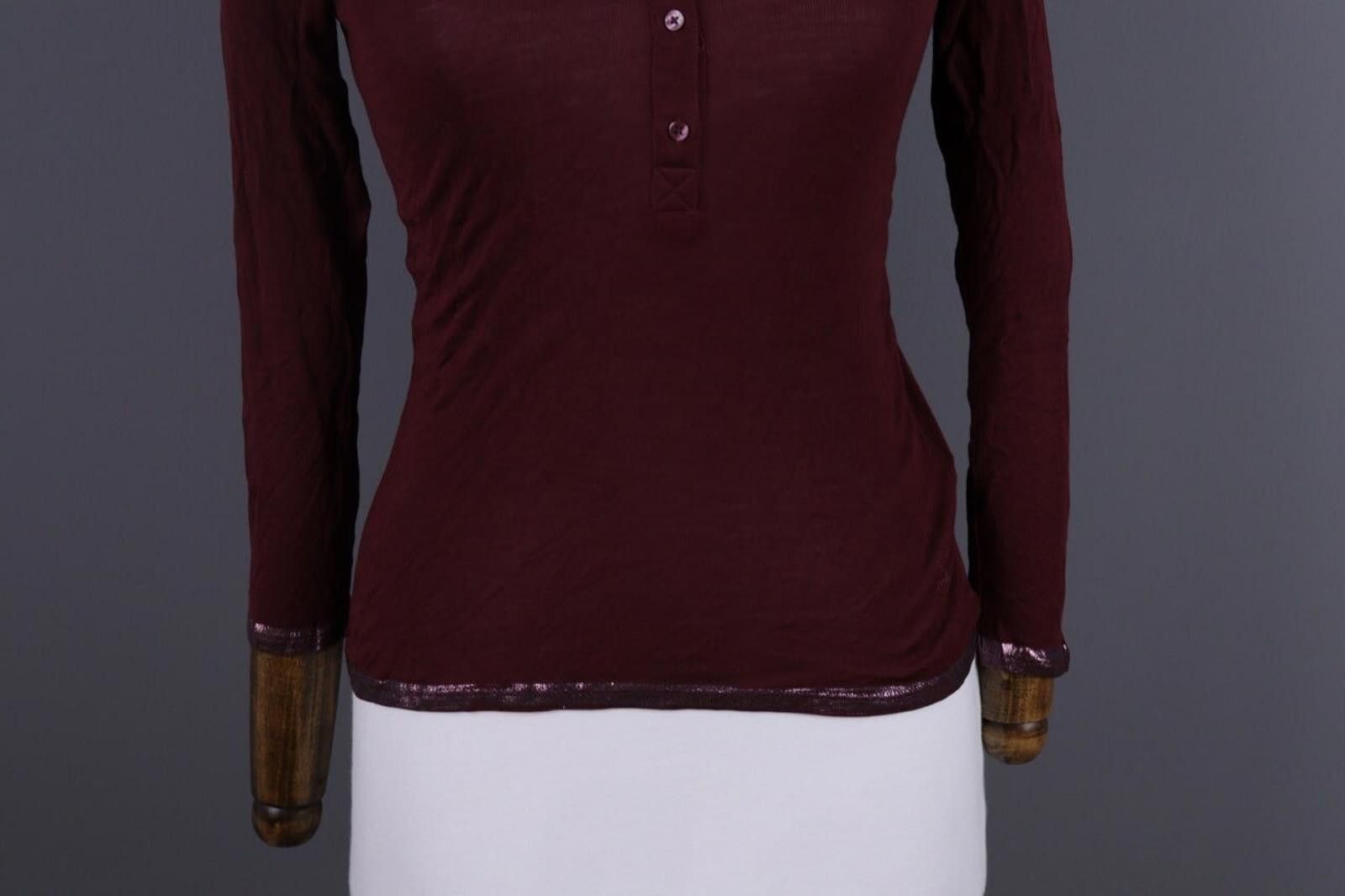 Zadig & Voltaire Zadig & Voltaire Chlo Poil Burgundy Knit Henley Shirt Size S Size S / US 4 / IT 40 - 3 Thumbnail