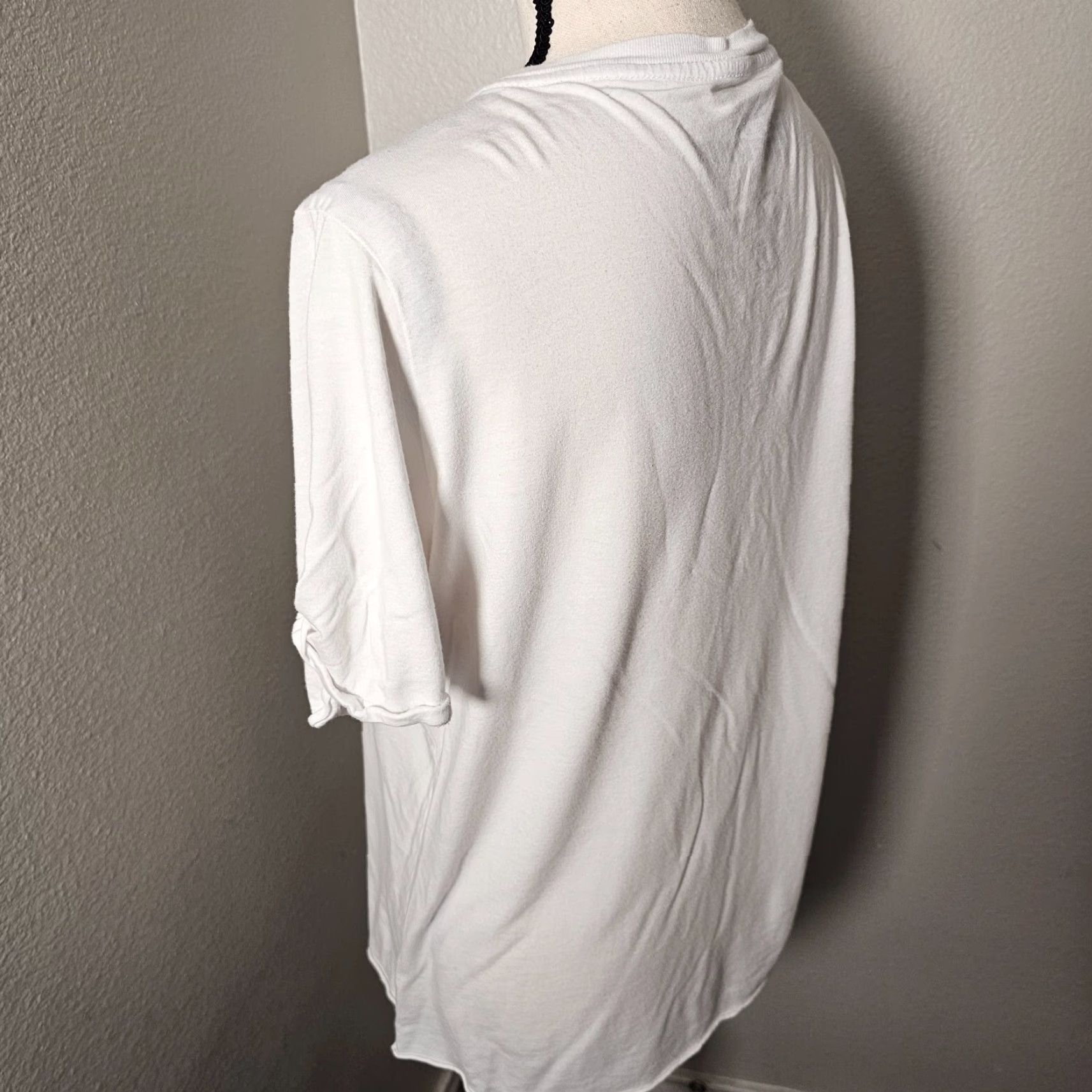 Affliction VINTAGE Affliction Women's Blouse Shirt Short Sleeve V-Neck Lace Up Neck Size Large White Fast & Furious Fashion Size L / US 10 / IT 46 - 3 Thumbnail